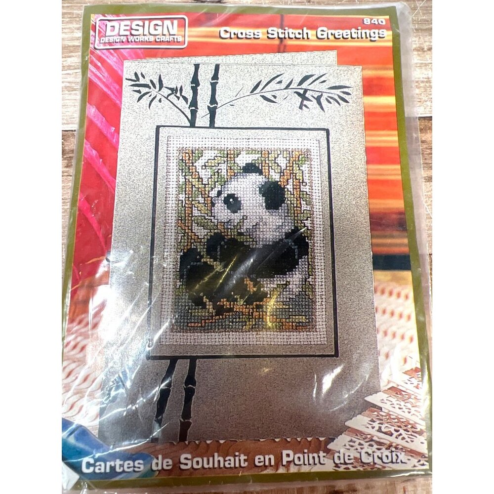Panda Cross Stitch Kit By Design Works Crafts Card & Envelope